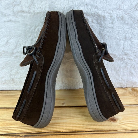 Nunn Bush Mens Size 10 Slippers Eddie Mocassin Brown Leather Faux Fur Plaid - Picture 10 of 14